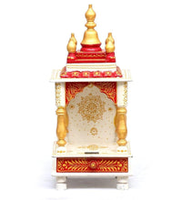 Load image into Gallery viewer, Small White & Red Sheesham Wood Puja Mandir