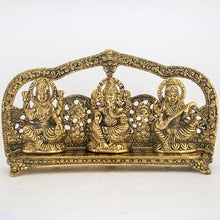 Load image into Gallery viewer, Auspicious Antique Gold Saraswati Laxmi Ganesh Murti