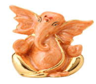 24 K Gold Foil Pearl Orange Ganesha
