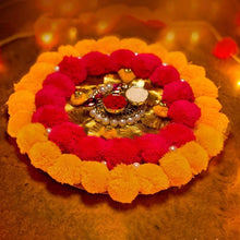 Load image into Gallery viewer, Pom Pom Decorative Tilak Akshat Pooja Thali
