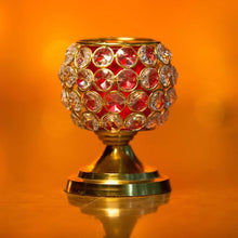 Load image into Gallery viewer, Sparkling Crystal Studded Red Candle Holder
