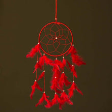 Load image into Gallery viewer, Handmade Red Feathers Dreamcatcher
