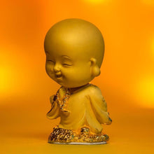 Load image into Gallery viewer, Golden Baby Monk Figurine with Spring Head
