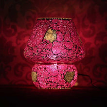 Load image into Gallery viewer, Pretty Purple Mosaic Crackled Table Lamp
