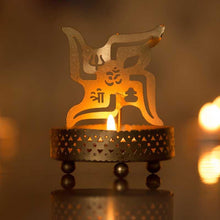 Load image into Gallery viewer, Auspicious Swastika Shadow Tealight/Candle Holder
