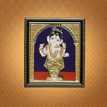 Load image into Gallery viewer, Golden Framed Bal Ganesha Hand-Painted Tanjore Painting

