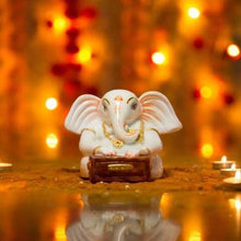 Load image into Gallery viewer, Handcrafted Marble Ganesha Statue with Harmonium
