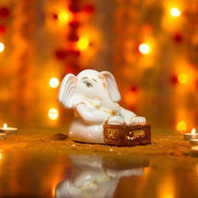 Load image into Gallery viewer, Handcrafted Marble Ganesha Statue with Harmonium
