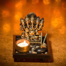 Load image into Gallery viewer, Antique Panchmukhi Ganesha T-Light Holder Showpiece
