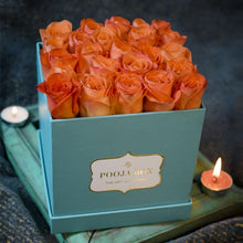 Load image into Gallery viewer, Peach Roses - Tiffany Blue Flora Box
