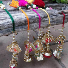 Load image into Gallery viewer, Glamorous Handcrafted Gottapatti Lumba Rakhi
