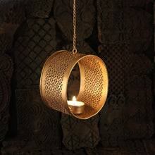 Load image into Gallery viewer, Beautiful Circular Gold T-Light Holder Hanging
