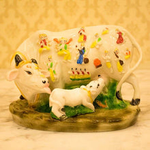Load image into Gallery viewer, Heavenly White Polyresin Kamdhenu Cow with Calf
