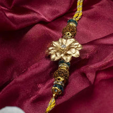 Load image into Gallery viewer, 24K Gold Foil Floral Rudraksh Rakhi

