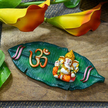 Load image into Gallery viewer, Banana Leaf Lord Ganesha Wooden Door Wall Hanging
