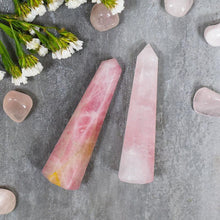 Load image into Gallery viewer, Rose Quartz Tower/Pencil (Set of 2) for Relationship &amp; Calmness
