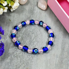 Load image into Gallery viewer, Rose Quartz &amp; Turkish Evil Eye Bracelet
