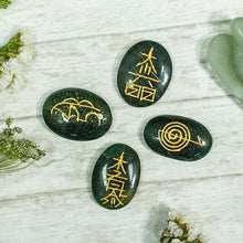 Load image into Gallery viewer, Green Aventurine Reiki Symbol Engraved Stone Sets
