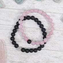 Load image into Gallery viewer, Rose Quartz &amp; Black Onyx Bracelet ( Set of 2 )⎮Couple Bracelet
