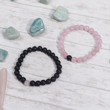 Load image into Gallery viewer, Rose Quartz &amp; Black Onyx Bracelet ( Set of 2 )⎮Couple Bracelet
