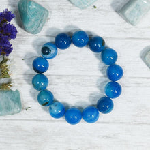 Load image into Gallery viewer, Blue Gemstone Onyx Strength of Mind Band/ Bracelet
