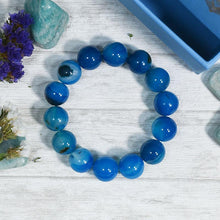 Load image into Gallery viewer, Blue Gemstone Onyx Strength of Mind Band/ Bracelet
