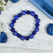 Load image into Gallery viewer, Om Mani Padme Hum: Blue Stone Tibetan Band/Bracelet
