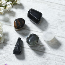 Load image into Gallery viewer, Black Magic Protection Crystal Healing Tumble Stone Set

