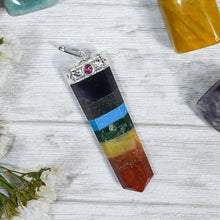Load image into Gallery viewer, 7 Chakra Bonded Stone Pendant
