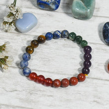 Load image into Gallery viewer, 7 Chakra &amp; Tiger Eye Bracelet⎮Stone of Courage
