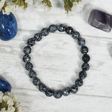 Load image into Gallery viewer, Snow Flake Obsidian Bracelet Balances Mind, Body &amp; Soul
