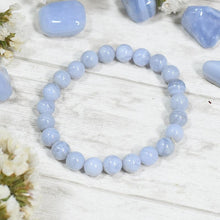 Load image into Gallery viewer, Natural Blue Lace Agate Stretch Bracelet
