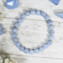 Load image into Gallery viewer, Natural Blue Lace Agate Stretch Bracelet
