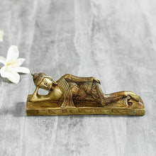 Load image into Gallery viewer, Antique Brass Sleeping Buddha Idol
