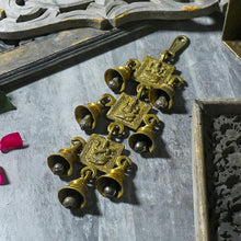 Load image into Gallery viewer, Antique Brass 7 Bells With Laxmi Ganesh Saraswati Figuring
