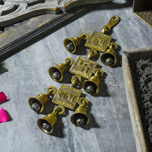 Load image into Gallery viewer, Antique Brass 7 Bells With  Shubh Labh Swastik Figurine

