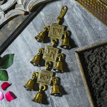 Load image into Gallery viewer, Antique Brass 7 Bells With  Shubh Labh Swastik Figurine
