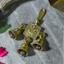 Load image into Gallery viewer, Antique Brass 3 Bells Saraswati Figurine
