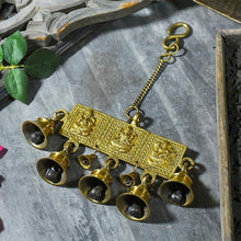 Load image into Gallery viewer, Antique Brass Wall Hanging With Ganesh Laxmi Saraswati Figuring
