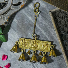 Load image into Gallery viewer, Antique Brass Wall Hanging With Ganesh Laxmi Saraswati Figuring
