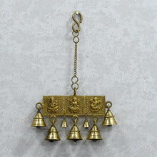 Load image into Gallery viewer, Antique Brass Wall Hanging With Ganesh Laxmi Saraswati Figuring
