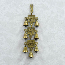 Load image into Gallery viewer, Antique Brass 7 Bells With  Shubh Labh Swastik Figurine
