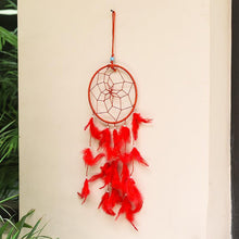 Load image into Gallery viewer, Handmade Red Feathers Dreamcatcher
