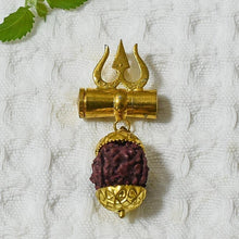 Load image into Gallery viewer, Spiritual Trishul Five faces Rudraksha Pendant
