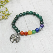 Load image into Gallery viewer, Green Aventurine Bracelet with Tree of Life Charm
