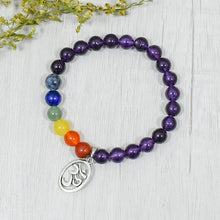 Load image into Gallery viewer, Amethyst Bracelet with Om Charm | Protection, Meditation &amp; Calming

