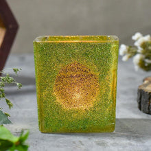 Load image into Gallery viewer, Green Square Shaped Glass Candle Holder with T-light
