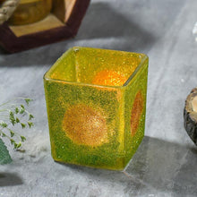 Load image into Gallery viewer, Green Square Shaped Glass Candle Holder with T-light
