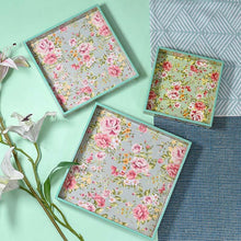Load image into Gallery viewer, Floral Teal Green Serving Tray-Set of 3

