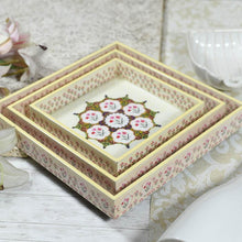 Load image into Gallery viewer, Mughal Art Beige Colored Serving Trays - Set of 3
